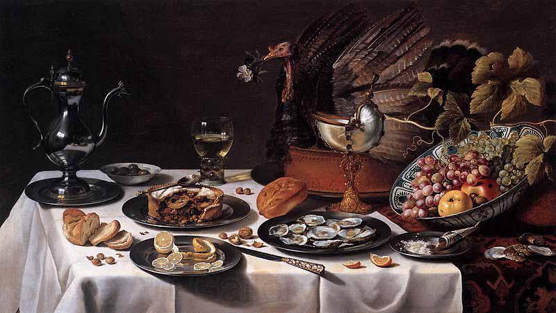 Pieter Claesz Still Life with Turkey Pie Spain oil painting art